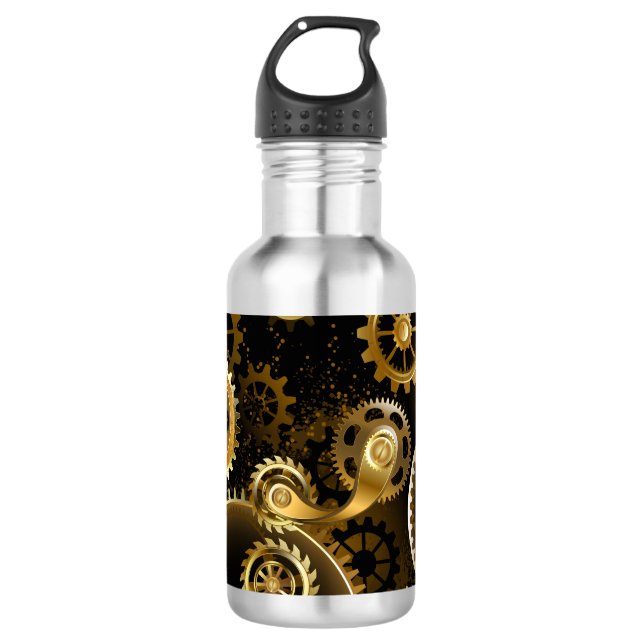 Nahtlose Steampunk-Messinggeräte Edelstahlflasche (Vorderseite)