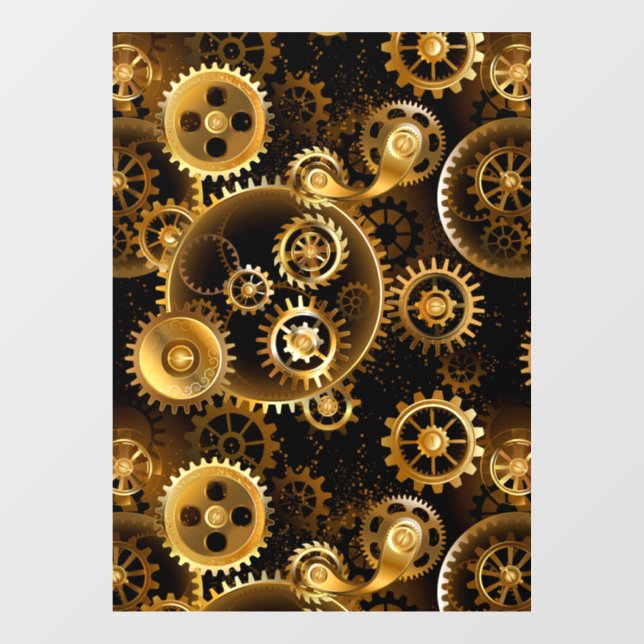 Nahtlose Steampunk-Messinggeräte Fensteraufkleber (Blatt)