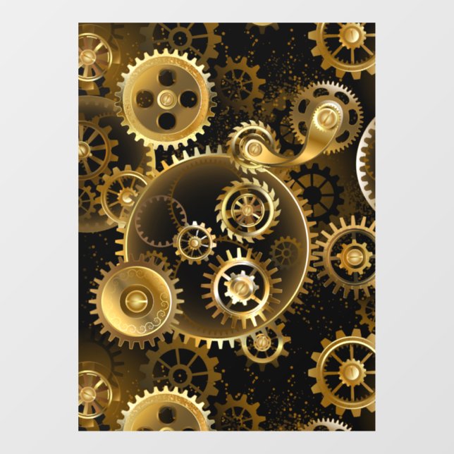 Nahtlose Steampunk-Messinggeräte Fensteraufkleber (Blatt)