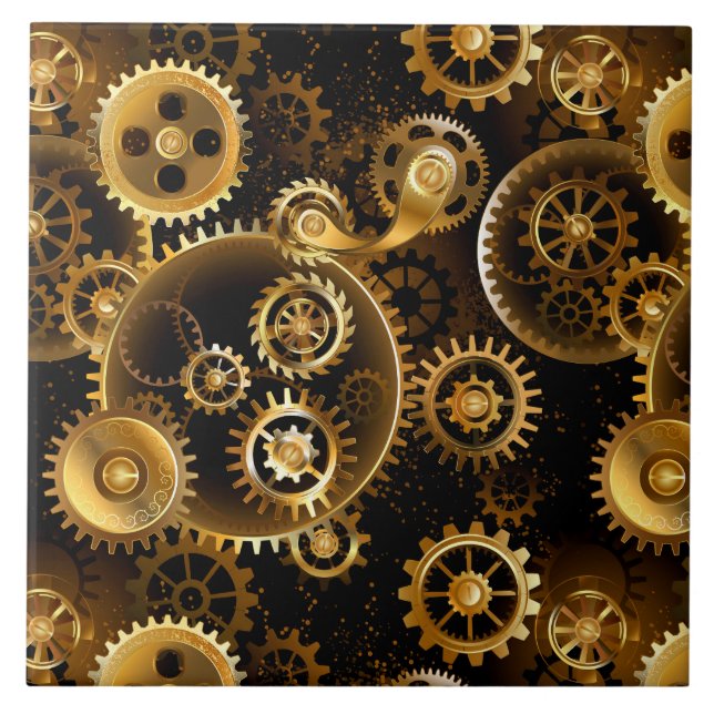 Nahtlose Steampunk-Messinggeräte Fliese (Vorderseite)