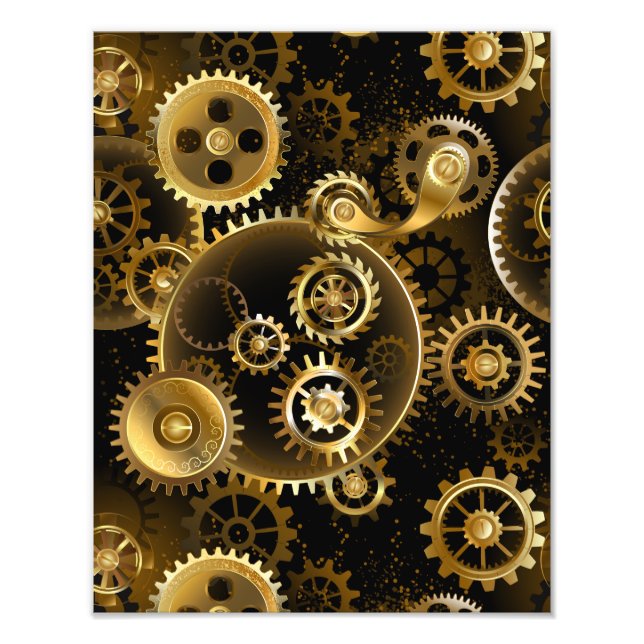 Nahtlose Steampunk-Messinggeräte Fotodruck (Vorne)