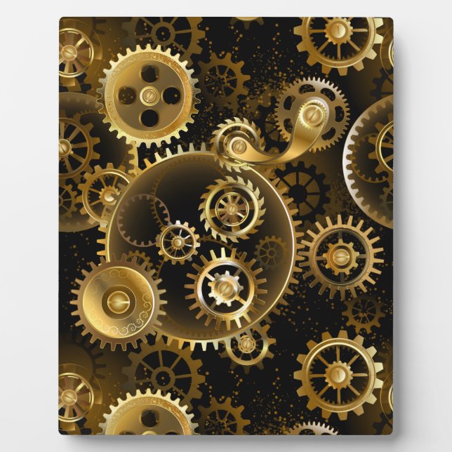 Nahtlose Steampunk-Messinggeräte Fotoplatte (Vorderseite)