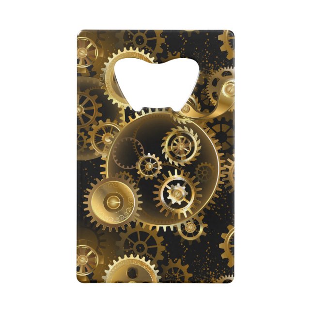 Nahtlose Steampunk-Messinggeräte Geldbeutel Flaschenöffner (Vorderseite)