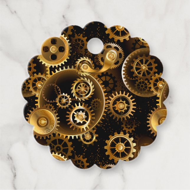 Nahtlose Steampunk-Messinggeräte Geschenkanhänger (Vorderseite)