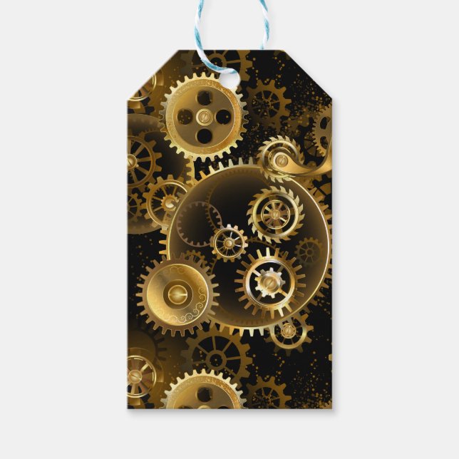 Nahtlose Steampunk-Messinggeräte Geschenkanhänger (Vorderseite)
