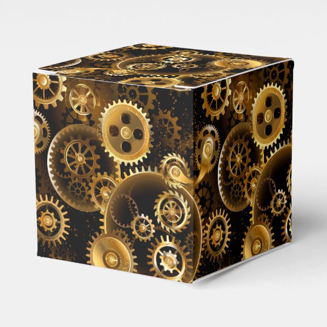 Nahtlose Steampunk-Messinggeräte Geschenkschachtel (Vorderseite)