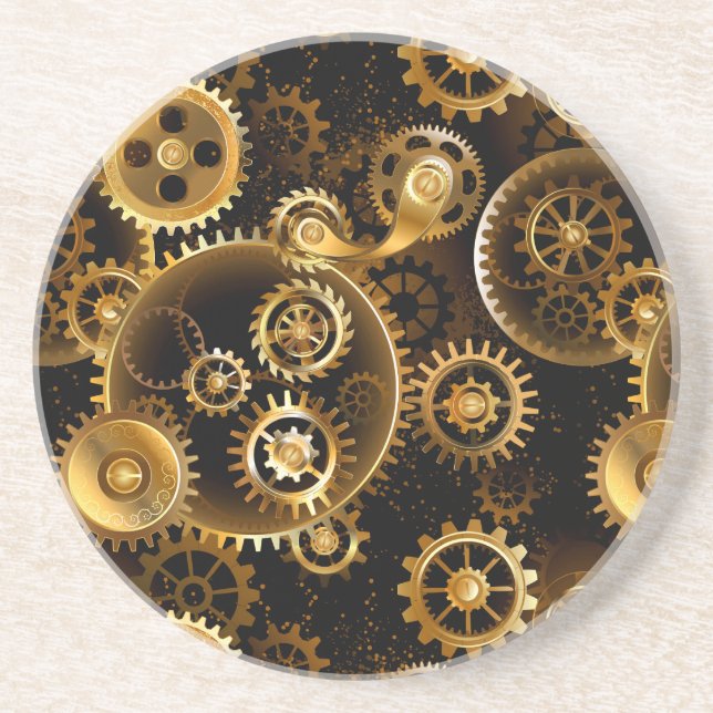 Nahtlose Steampunk-Messinggeräte Getränkeuntersetzer (Vorne)