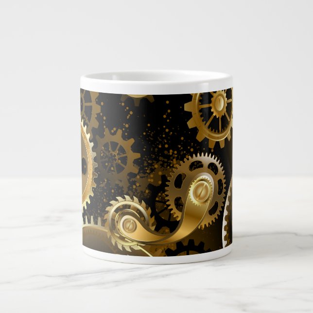 Nahtlose Steampunk-Messinggeräte Jumbo-Tasse (Vorderseite)
