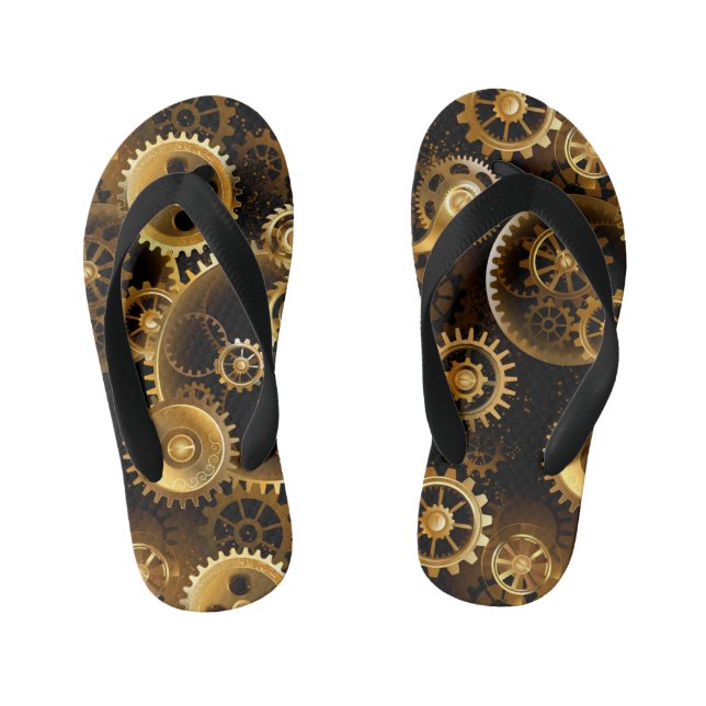 Nahtlose Steampunk-Messinggeräte Kinderbadesandalen (Fußbett)