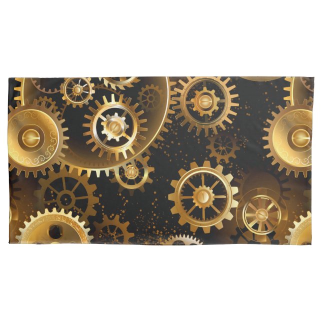 Nahtlose Steampunk-Messinggeräte Kissenbezug (Vorderseite)