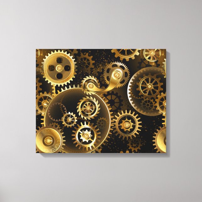 Nahtlose Steampunk-Messinggeräte Leinwanddruck (Vorderseite)