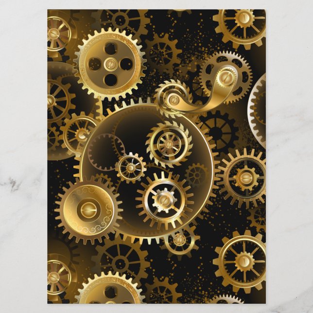 Nahtlose Steampunk-Messinggeräte Menükarte (Vorderseite)