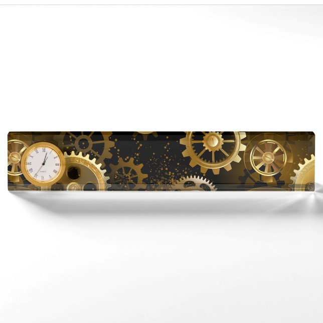 Nahtlose Steampunk-Messinggeräte Namensplakette (Vorderseite)