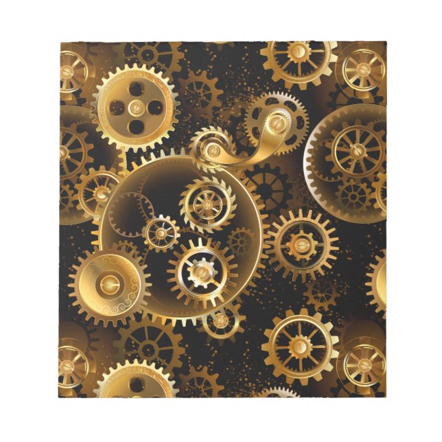 Nahtlose Steampunk-Messinggeräte Notizblock (Vorderseite)