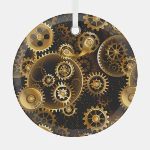 Nahtlose Steampunk-Messinggeräte Ornament Aus Glas