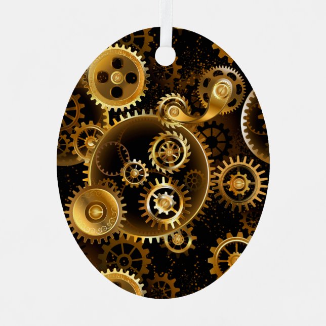 Nahtlose Steampunk-Messinggeräte Ornament Aus Metall (Vorderseite)