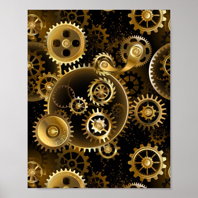 Nahtlose Steampunk-Messinggeräte Poster (Vorne)