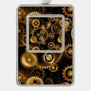 Nahtlose Steampunk-Messinggeräte Rahmen-Ornament Silber