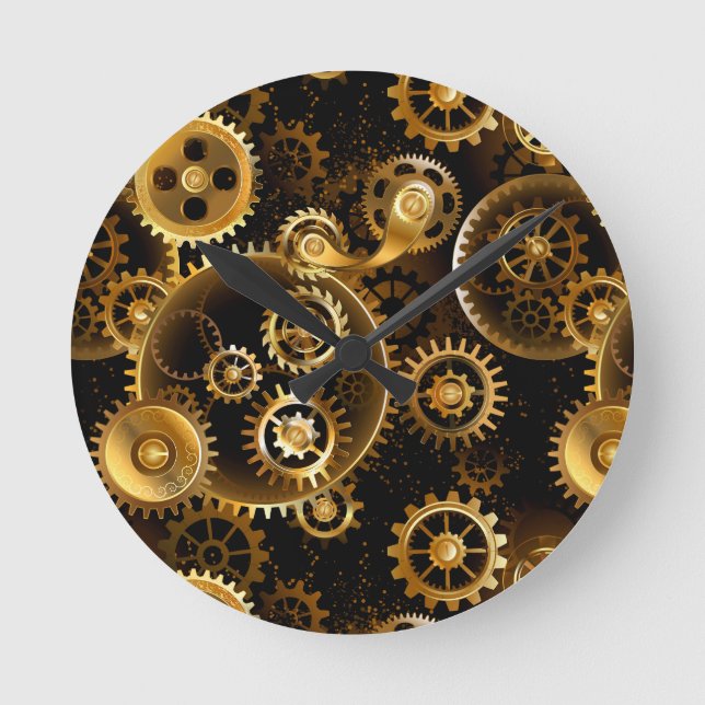 Nahtlose Steampunk-Messinggeräte Runde Wanduhr (Vorderseite)