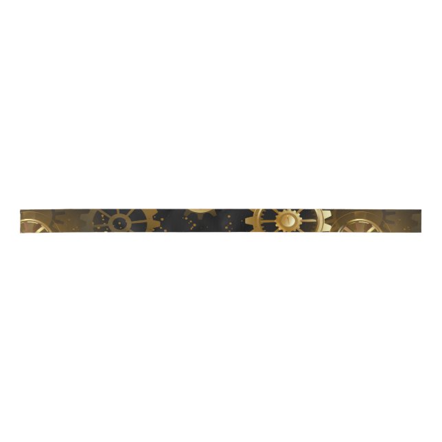 Nahtlose Steampunk-Messinggeräte Satinband (Vorderseite)