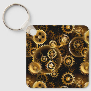 Nahtlose Steampunk-Messinggeräte Schlüsselanhänger