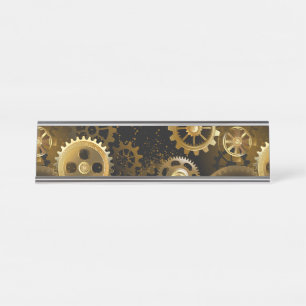 Nahtlose Steampunk-Messinggeräte Schreibtischnamensplakette