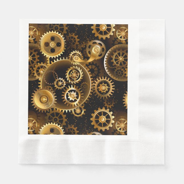 Nahtlose Steampunk-Messinggeräte Serviette (Vorderseite)