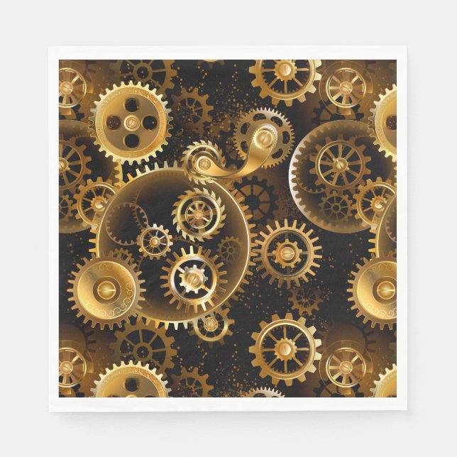 Nahtlose Steampunk-Messinggeräte Serviette (Vorderseite)