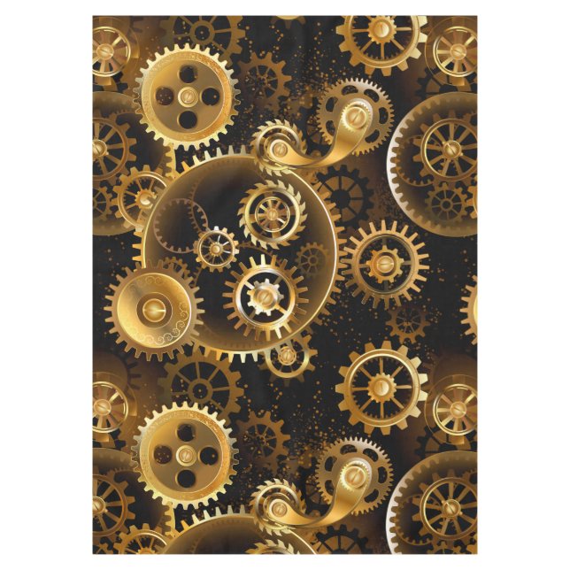 Nahtlose Steampunk-Messinggeräte Tischdecke (Vorderseite)