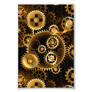 Nahtlose Steampunk-Messingzahnräder Fotodruck