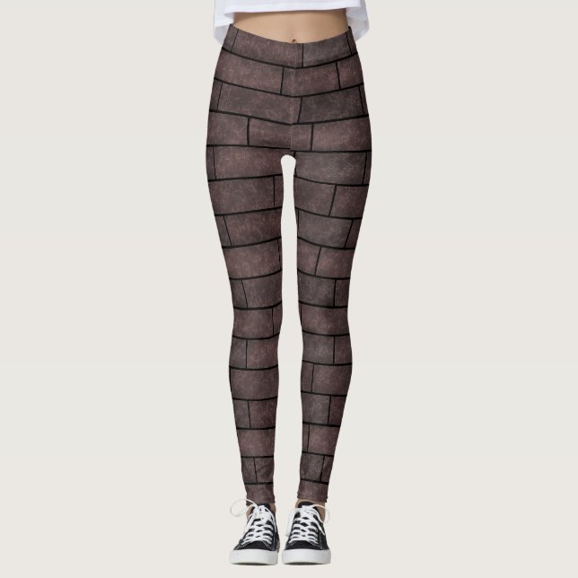 Nahtlose Steine loft braune graue Farben drucken Leggings (Vorderseite)