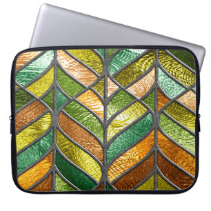 Nahtlose Textur aus festem Glas mit Blattmuster,  Laptopschutzhülle