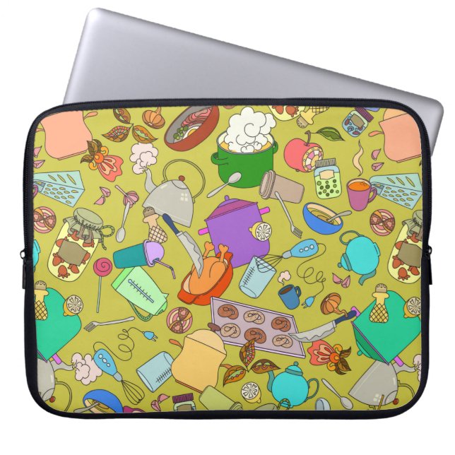 Nahtlose Textur. Handgezogene Doodles Nahrungsmitt Laptopschutzhülle (Vorderseite)