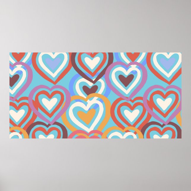 Nahtlose Textur mit lustigen Herzen Poster (Vorne)
