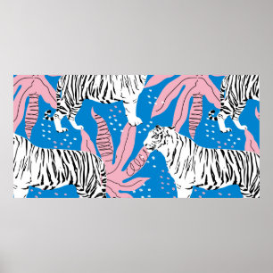 Nahtlose Tiger-Muster, Hintergrund wild lebender T Poster