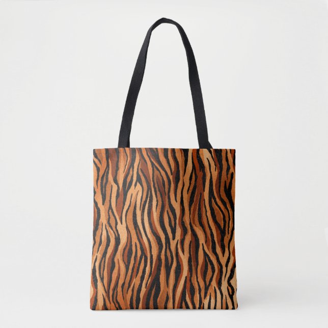 Nahtlose Tigerhautmuster gezeichnet Tasche (Vorderseite)
