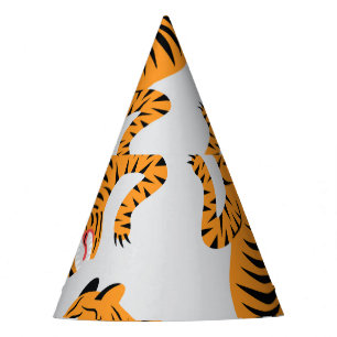 Nahtlose Tigermuster, Thema Wildtiere. Partyhütchen