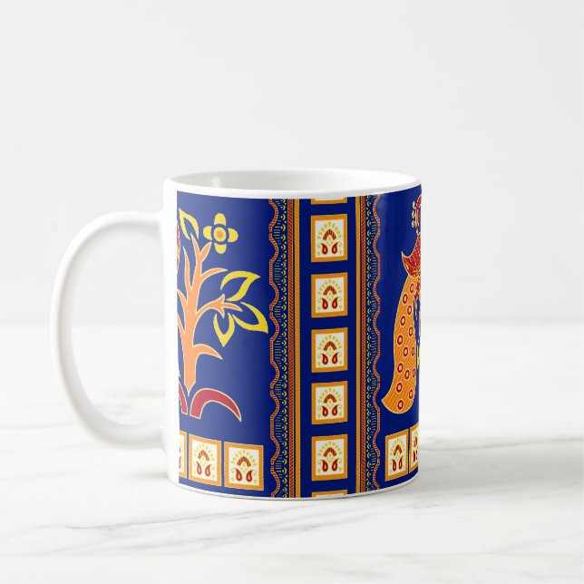 Nahtlose traditionelle indische Grenze mit Pfau Kaffeetasse (Links)