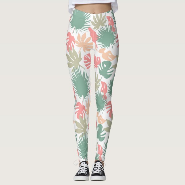 Nahtlose tropische Blätter Leggings (Vorderseite)