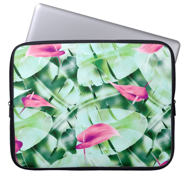 Nahtlose tropische Blätter Muster Hintergrund, Ret Laptopschutzhülle (Vorderseite)