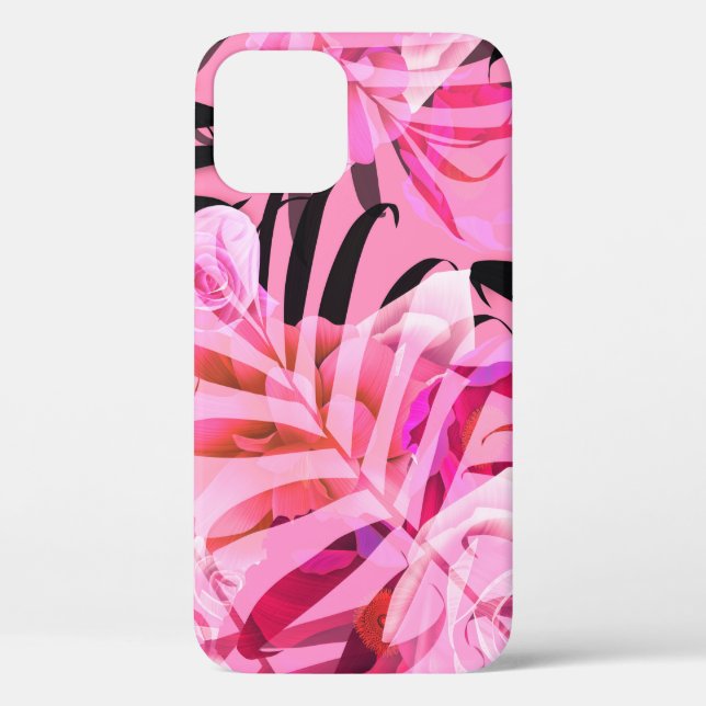 Nahtlose tropische Blume, Pflanze und Blattmuster  Case-Mate iPhone Hülle (Rückseite)