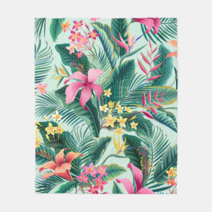 nahtlose tropische Blumenmuster mit Hibiskus und Fleecedecke