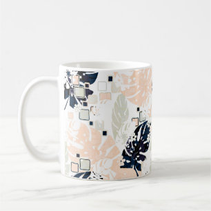 Nahtlose tropische Dschungelblätter Monstera Palm Kaffeetasse
