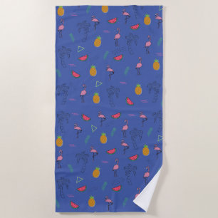 Nahtlose tropische Muster mit Flamingo-Ananas Strandtuch