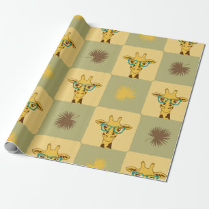 Nahtlose tropische Muster mit Giraffe und Palme Geschenkpapier