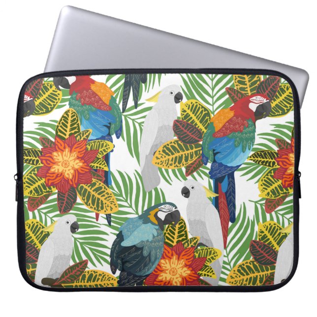Nahtlose tropische Muster mit Papageien. Laptopschutzhülle (Vorderseite)
