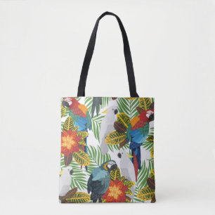 Nahtlose tropische Muster mit Papageien.  Tasche