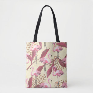 Nahtlose tropische Muster mit rosa Flamingo, Lev Tasche