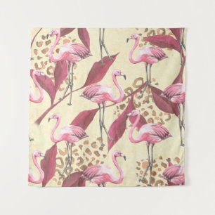 Nahtlose tropische Muster mit rosa Flamingo, Lev Wandteppich