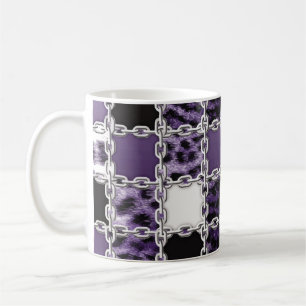 Nahtlose ultraviolette Leoparden und Silberkettche Kaffeetasse
